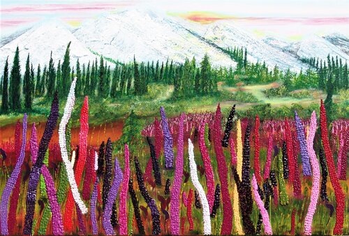 Landscape with lupines von Ans Duin, Malerei kaufen auf Singulart