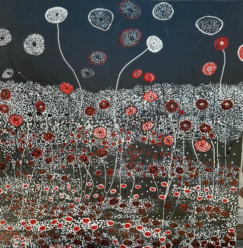 Expression in black, white and red. de Ans Duin, Pintura a la venta en Singulart