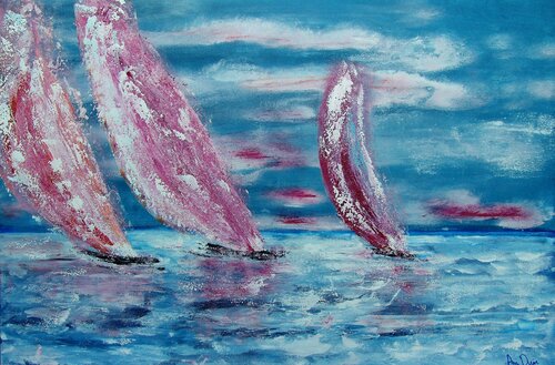 Sailing down the wind. Lowered price! de Ans Duin, Pintura a la venta en Singulart