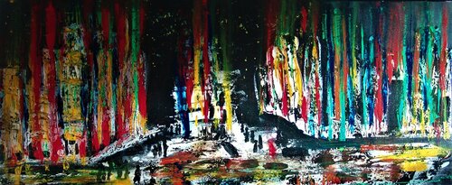 Procession in the Big city.   Lowered price! di Ans Duin, Pittura in vendita su Singulart
