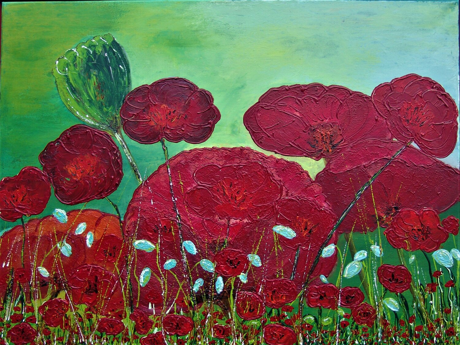 Sunny poppies Ans Duin Peinture originale à vendre