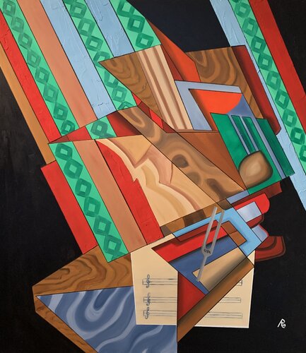 DIAPASON – Pittura materica astratta con olio, gesso e vibrazioni geometriche de Roberto Re, Pintura a la venta en Singulart