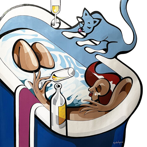 Chat échaudé van Alfredo Lopez, Schilderij te koop op Singulart