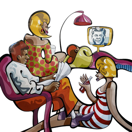 hommage à la télécommande van Alfredo Lopez, Schilderij te koop op Singulart
