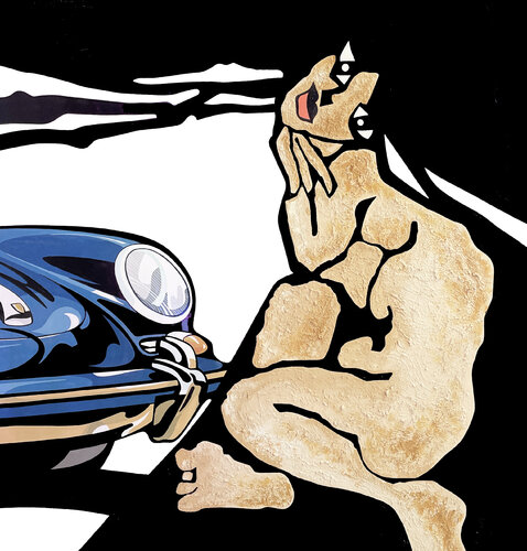 La porsche 911 et la michetonneuse van Alfredo Lopez, Schilderij te koop op Singulart