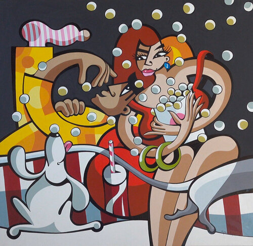 Cerise, Groseille et Myrtille van Alfredo Lopez, Schilderij te koop op Singulart