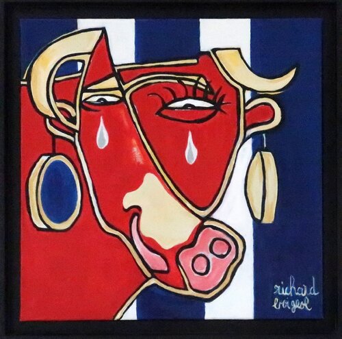 LA VACHE QUI RIT QUI PLEURE di Richard Boigeol, Pittura in vendita su Singulart