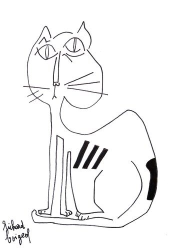 LE CHAT ADIDAS by Richard Boigeol, Drawing for Sale on Singulart