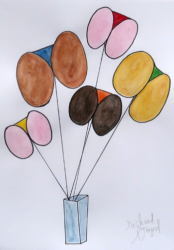 BOUQUET DE FESSES AUX MAILLOTS DE COULEURS  II by Richard Boigeol, Drawing for Sale on Singulart