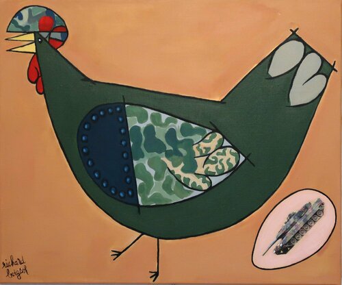 LA POULE MILITAIRE di Richard Boigeol, Pittura in vendita su Singulart