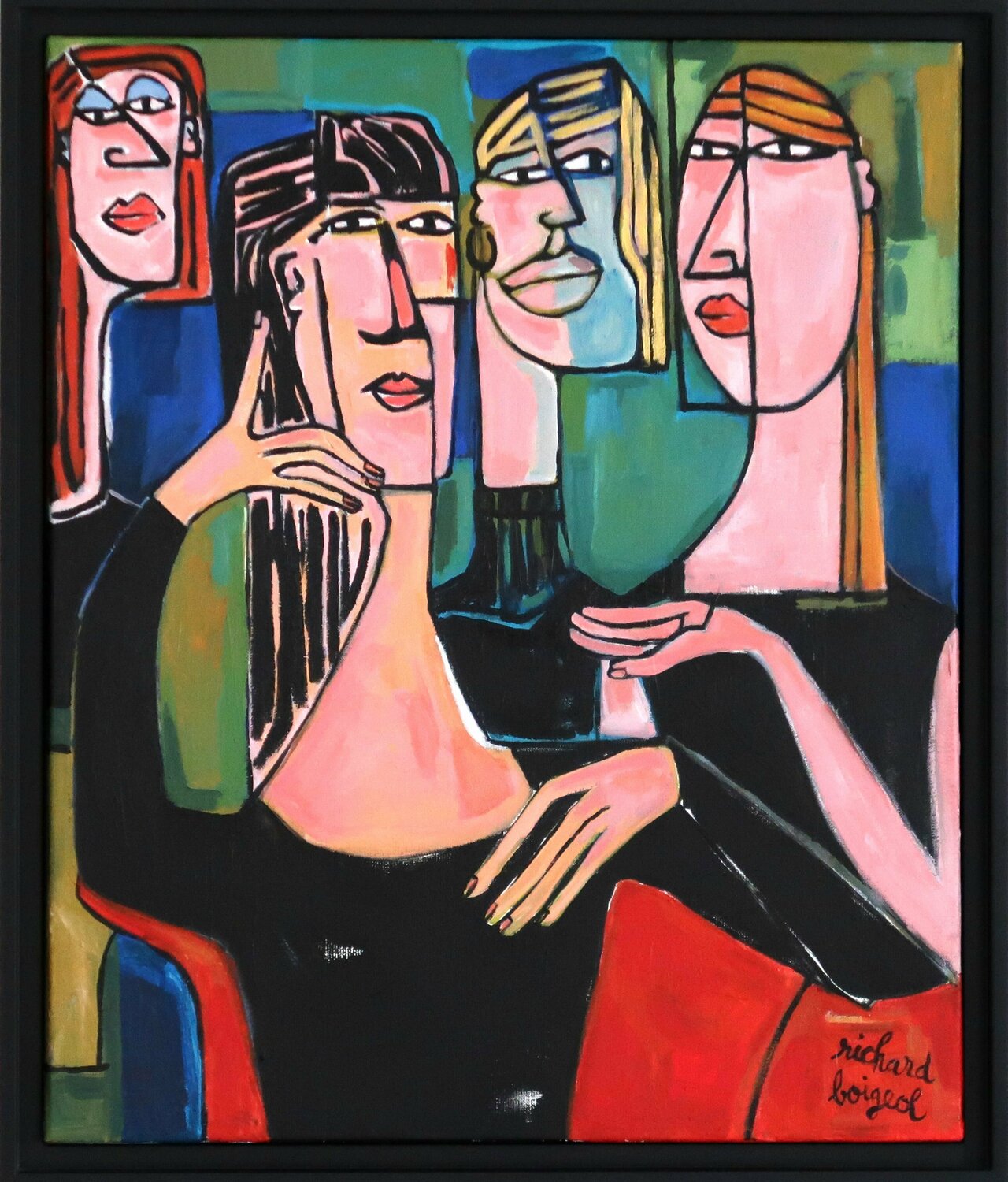 Entre filles Richard Boigeol Dipinto originale in vendita