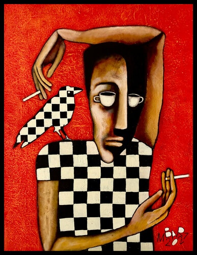 Coffee and Cigarettes, dedicated to Jim Jarmusch di Mikhail Baranovskiy, Pittura in vendita su Singulart