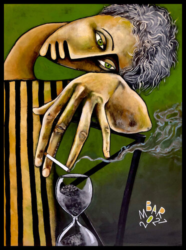 250,000 cigarettes ago... (dedicated to Kurt Vonnegut) di Mikhail Baranovskiy, Pittura in vendita su Singulart