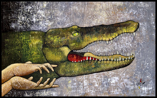 Show your teeth di Mikhail Baranovskiy, Pittura in vendita su Singulart