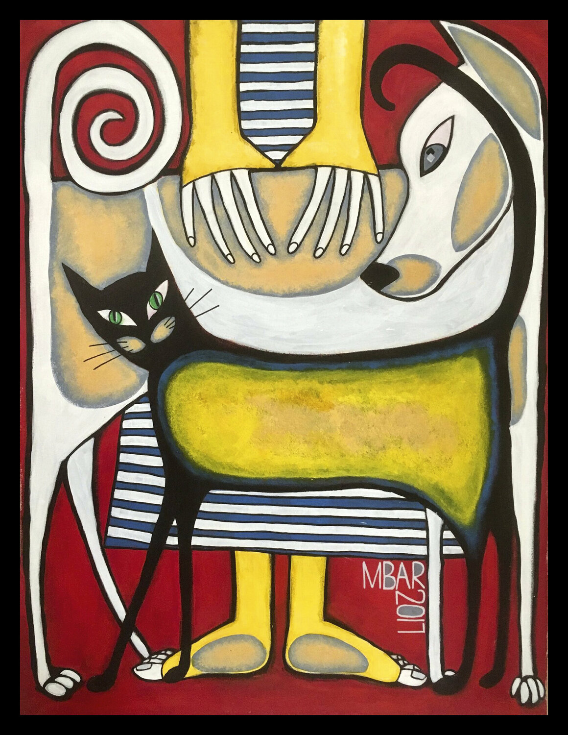 Black cat white dog Mikhail Baranovskiy