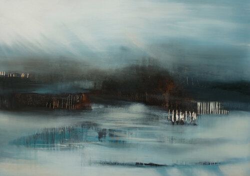 Abendnebel über dem Land di Conny Niehoff, Pittura in vendita su Singulart