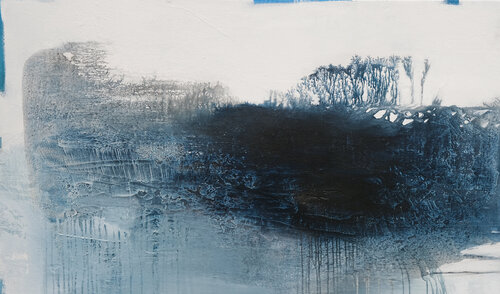 Der Stellplatz am zugefrorenen See di Conny Niehoff, Pittura in vendita su Singulart