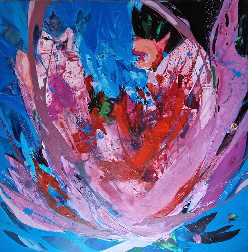Kartoffelrosen und Magnolien par Conny Niehoff, Peinture en vente sur Singulart