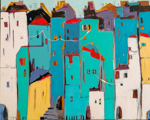 Bunte Stadt di Conny Niehoff, Pittura in vendita su Singulart