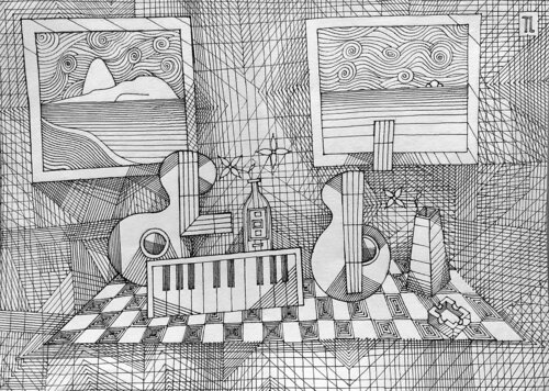 Musician's Table von Teixeira Leite, Zeichnungen kaufen auf Singulart
