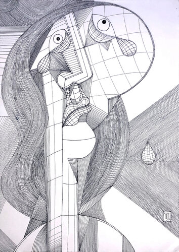 Head (Crying Woman) von Teixeira Leite, Zeichnungen kaufen auf Singulart