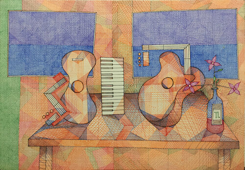 Musician's Table van Teixeira Leite, Tekening te koop op Singulart