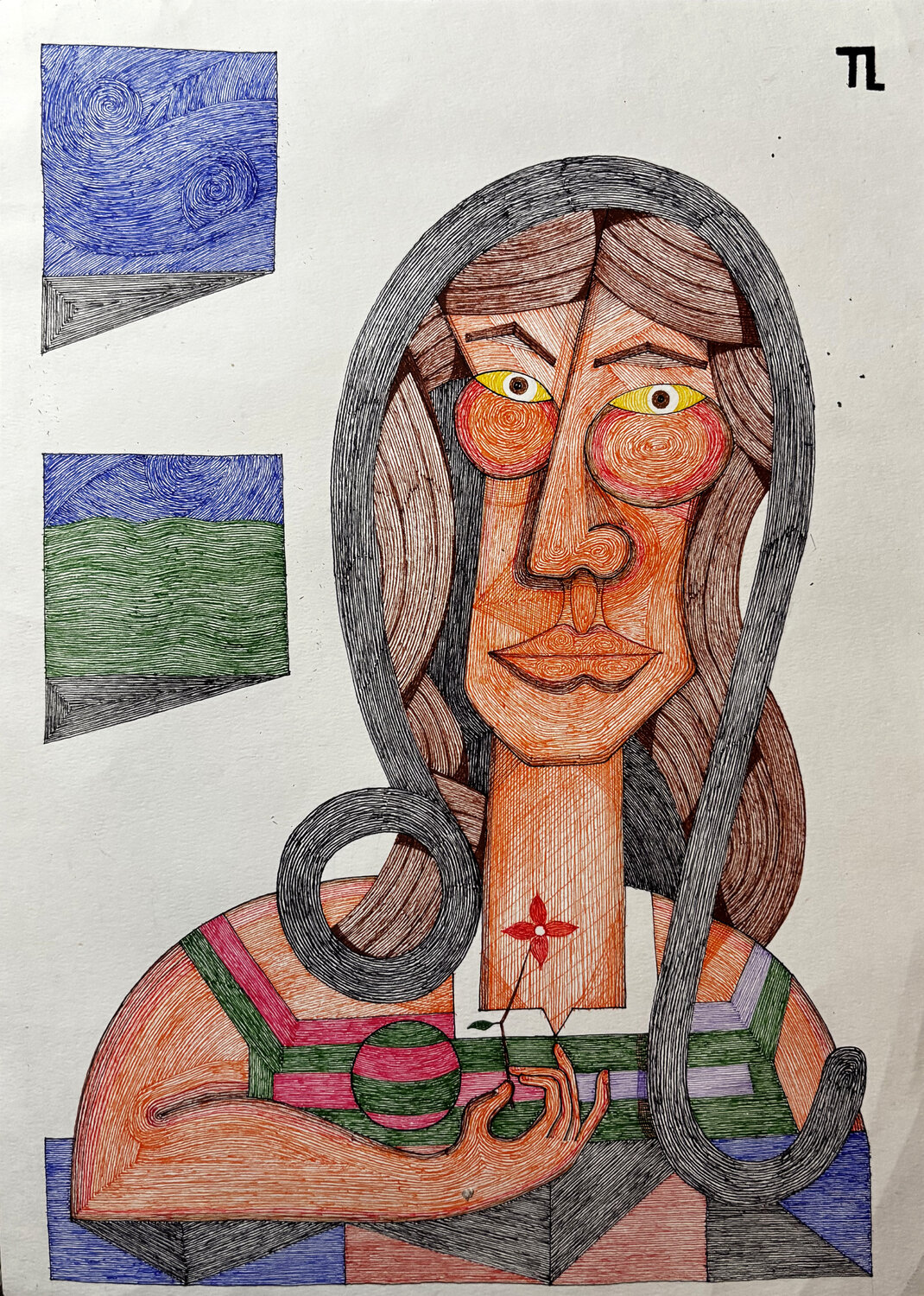 Signos IV Teixeira Leite Drawing for sale