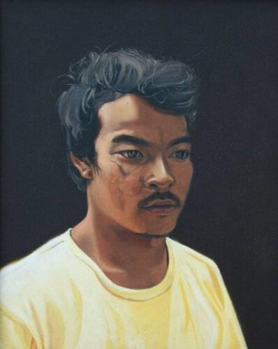 Portrait of “ Lek “ di Yothin Kanokbanpot, Pittura in vendita su Singulart