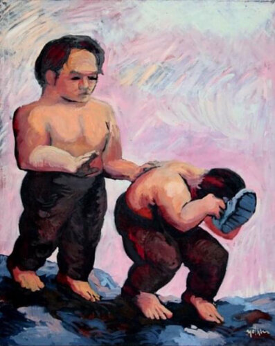 I & I & my shoe di Yothin Kanokbanpot, Pittura in vendita su Singulart