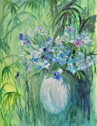 'Flowers in the Jungle' van Aase Lind, Schilderij te koop op Singulart