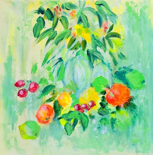 'Fruit & Flowers II' von Aase Lind, Malerei kaufen auf Singulart