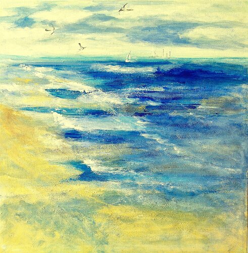 'Seabirds Over Rough Sea' de Aase Lind, Pintura a la venta en Singulart