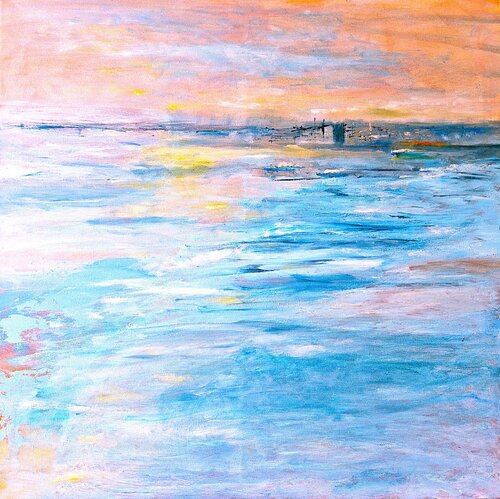 'Seafront at Sunset' par Aase Lind, Peinture en vente sur Singulart