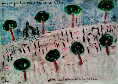Paseo por las ramblas di JOAN PARRAMON, Opera su carta in vendita su Singulart