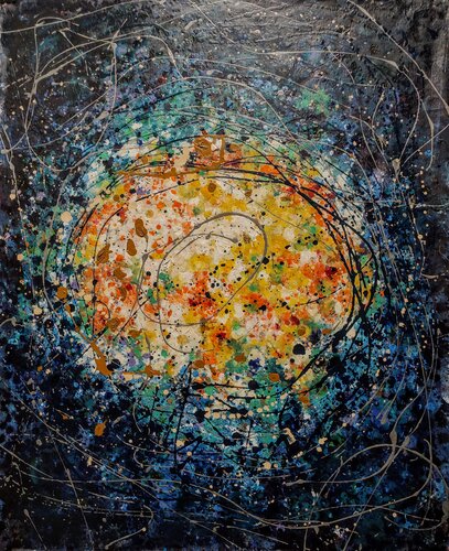 Azules, platas y blancos.  Abstract Surrealism 3. van JOAN PARRAMON, Schilderij te koop op Singulart