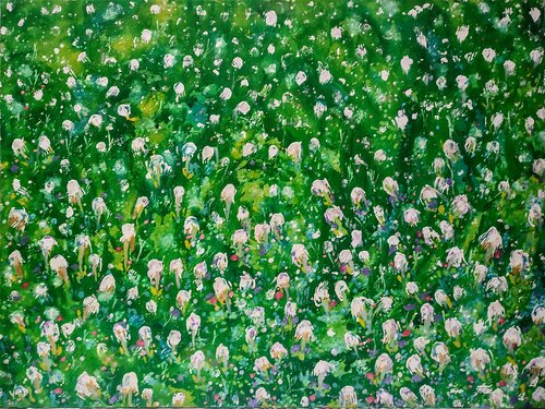 Blancos sobre Verde. Flores par JOAN PARRAMON, Peinture en vente sur Singulart
