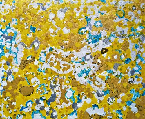 Oros, amarillos y azules. Abstract Surrealism 4. van JOAN PARRAMON, Schilderij te koop op Singulart