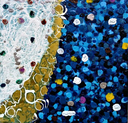 6 azules, oros y blancos. di JOAN PARRAMON, Pittura in vendita su Singulart