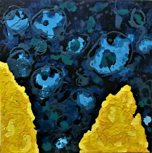 13  Amarillos sobre azul nocturno van JOAN PARRAMON, Schilderij te koop op Singulart