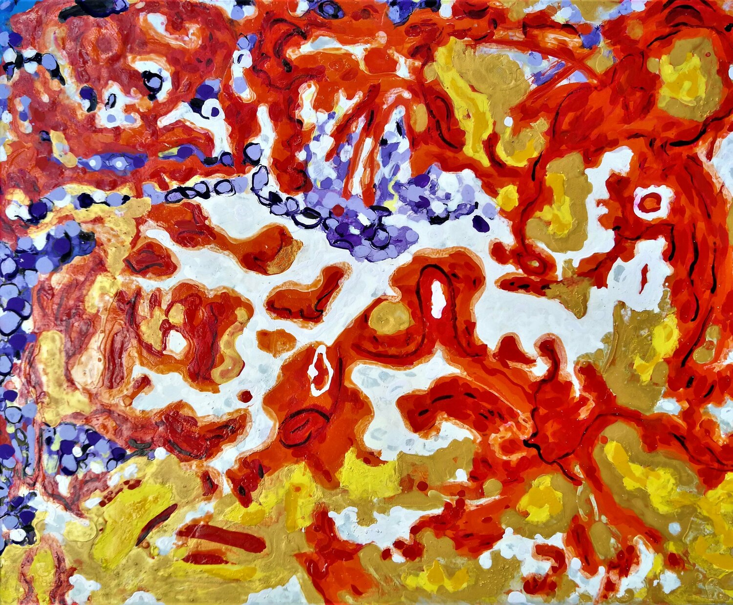 Rojos, oros  y azules. Abstract Surrealism 5. JOAN PARRAMON Originalgemälde zu verkaufen