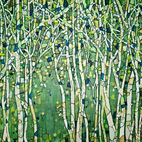 Jardin de bouleaux by Sophie Cantou, Painting for Sale on Singulart