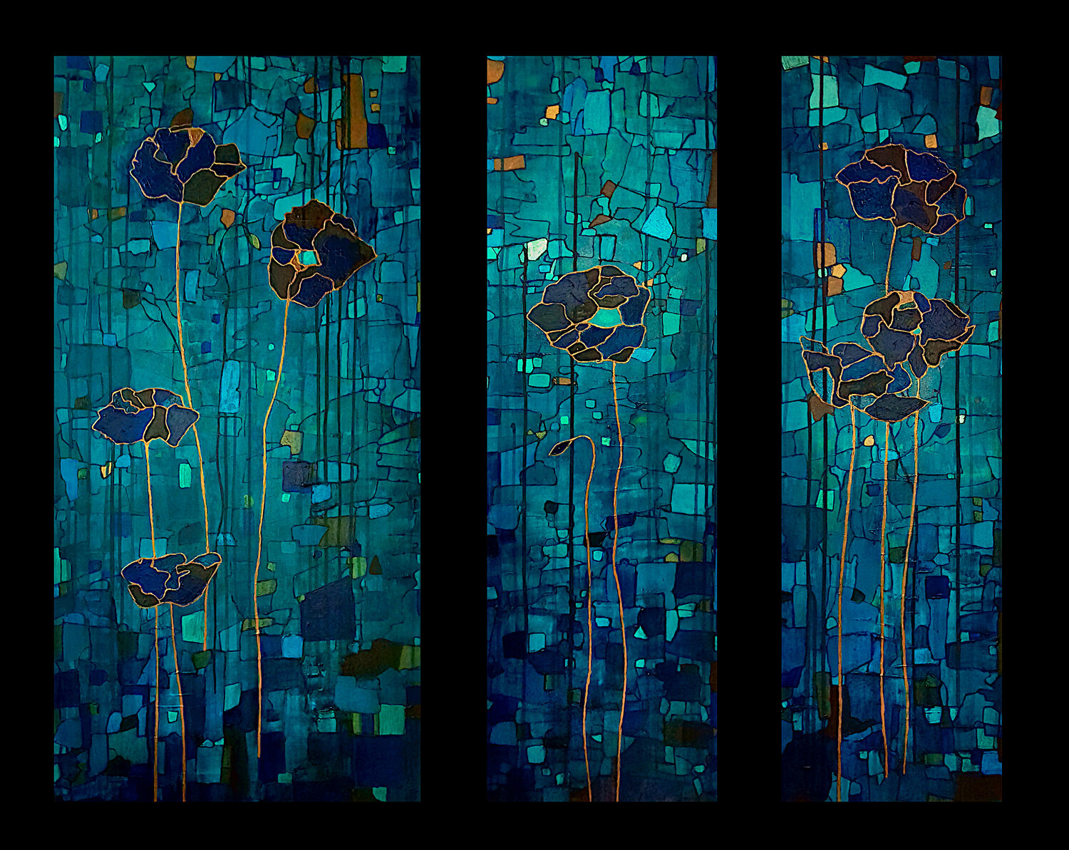 Floraison aquatique (triptyque) Sophie Cantou