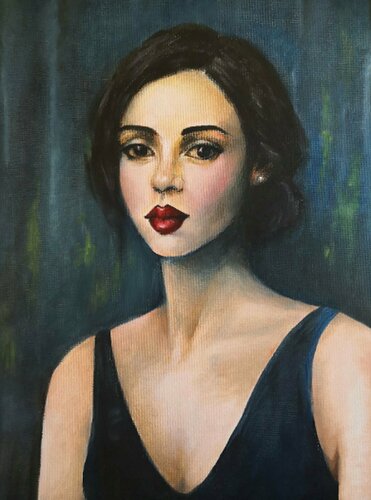 Woman with red lips di Diletta Innocenti Fagni, Pittura in vendita su Singulart