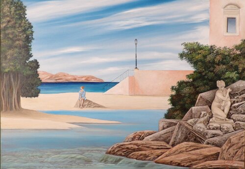 L'accappatoio azzurro di Cecco Mariniello, Pittura in vendita su Singulart