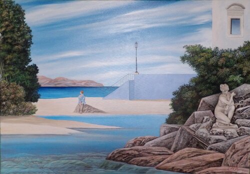 L'accappatoio azzurro von Cecco Mariniello, Malerei kaufen auf Singulart