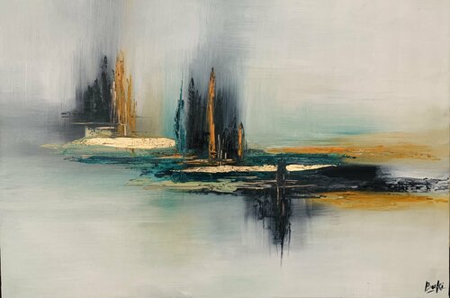 City on a hill van Sumali Piyatissa, Schilderij te koop op Singulart