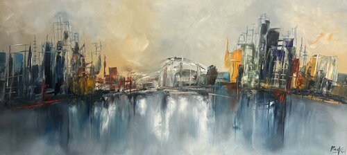Echoes of a skyline van Sumali Piyatissa, Schilderij te koop op Singulart