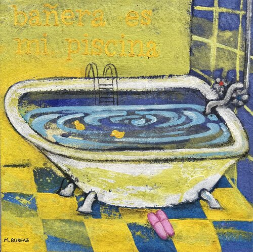 Mi bañera es mi piscina par María Burgaz, Peinture en vente sur Singulart