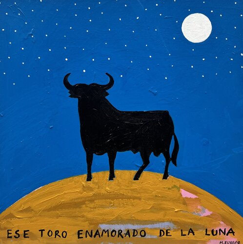 Ese toro enamorado de la luna de María Burgaz, Pintura a la venta en Singulart