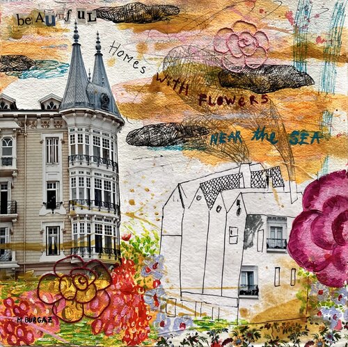 Beautiful homes near the sea by María Burgaz, Painting for Sale on Singulart